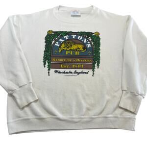 Vintage 1989 Paton's Pub, Winchester England White Crewneck Sweatshirt, Size M
